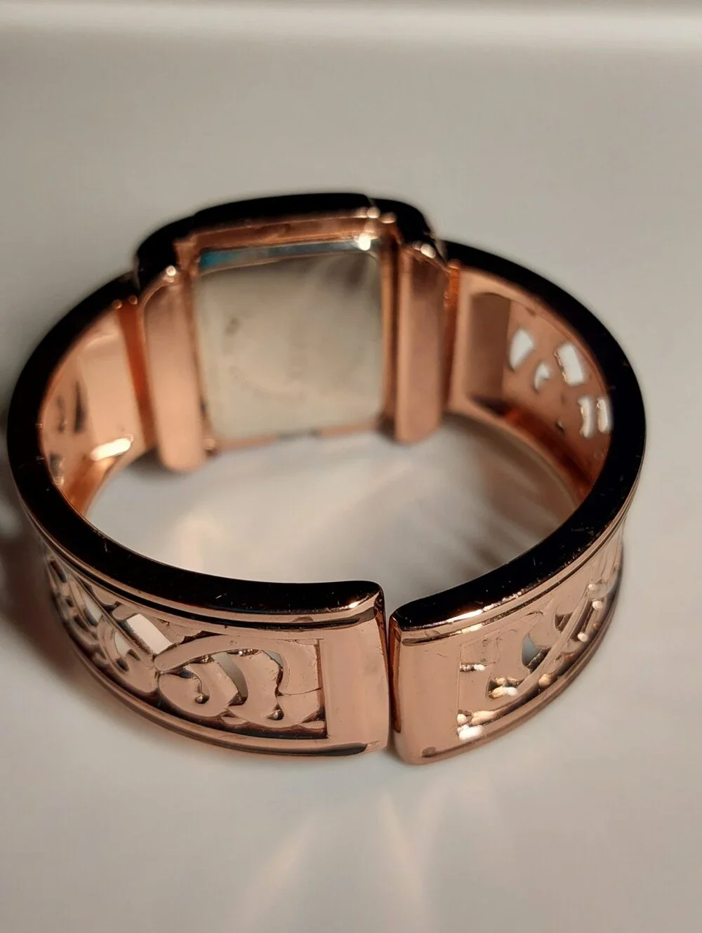 Rose Gold Heart Charm Women's Clamp Bracelet Watch